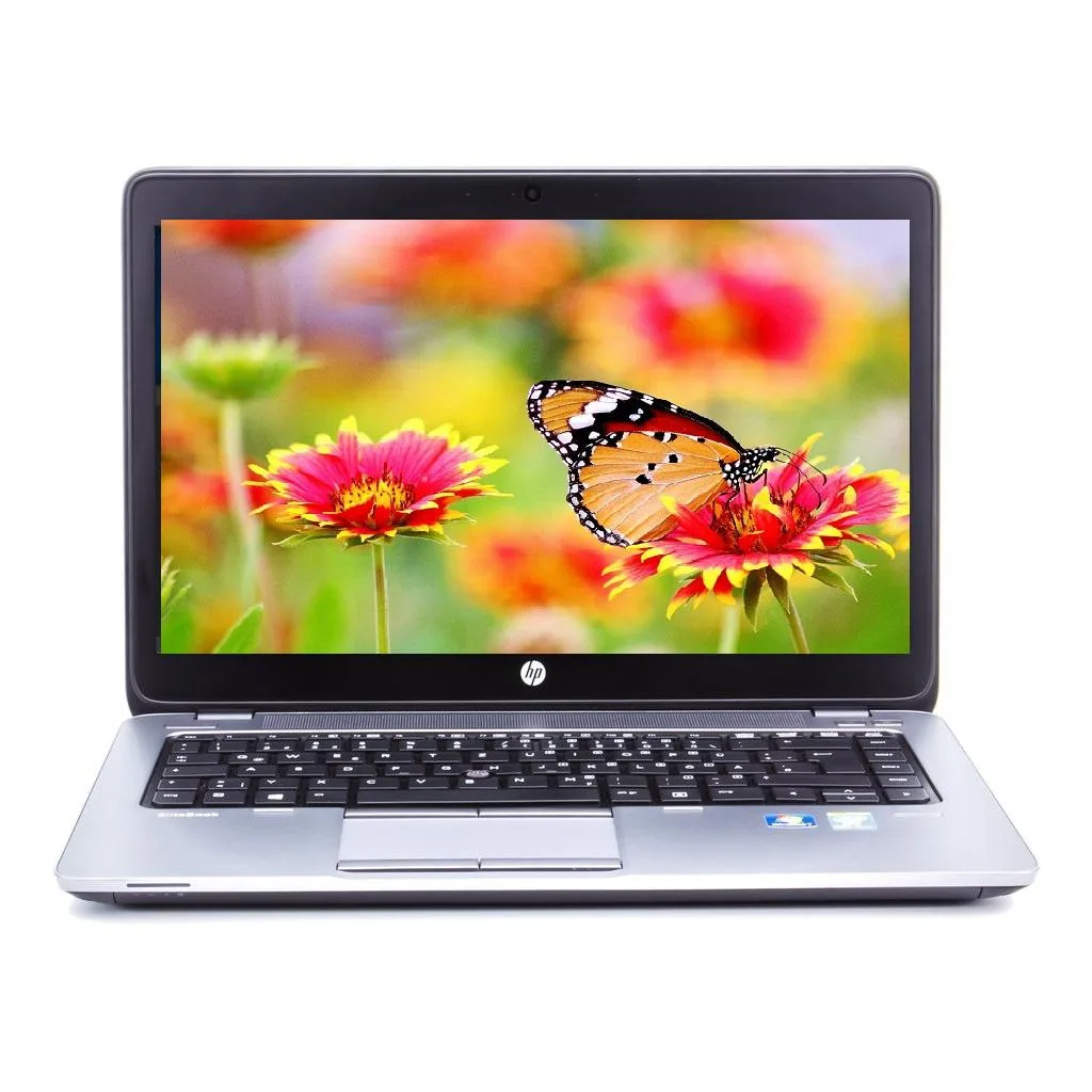 Black HP EliteBook 850 G1 15.6 inch laptop, non-touch matte screen, silver hinge accents