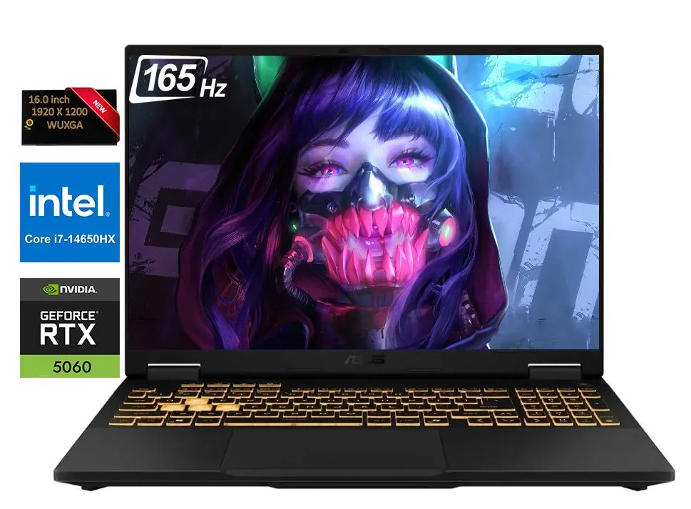 Gray 16 inch gaming laptop with matte finish and RGB keyboard