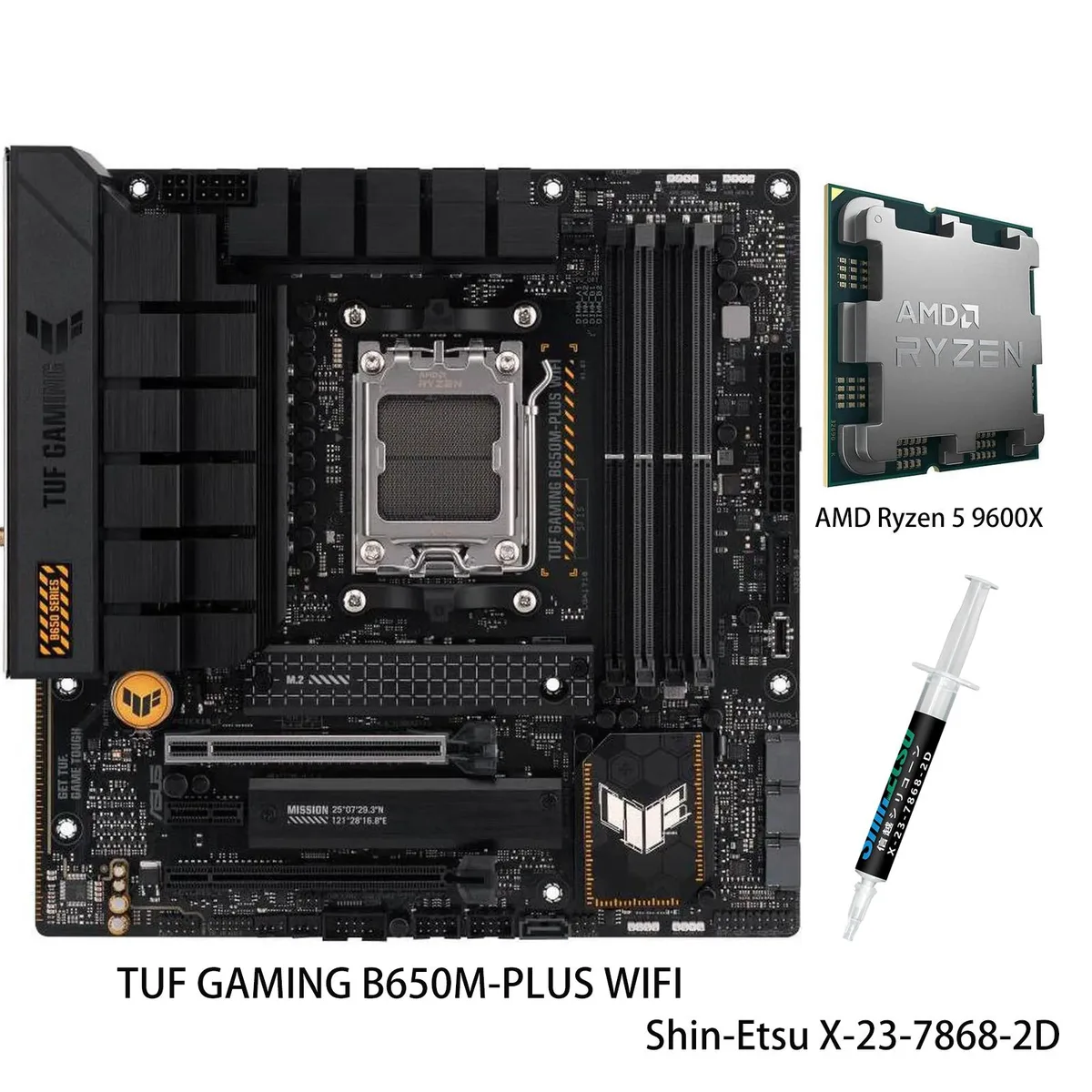 ASUS ASUS TUF GAMING B650M-PLUS WIFI AMD motherboard with Ryzen 5 9600X — product photo