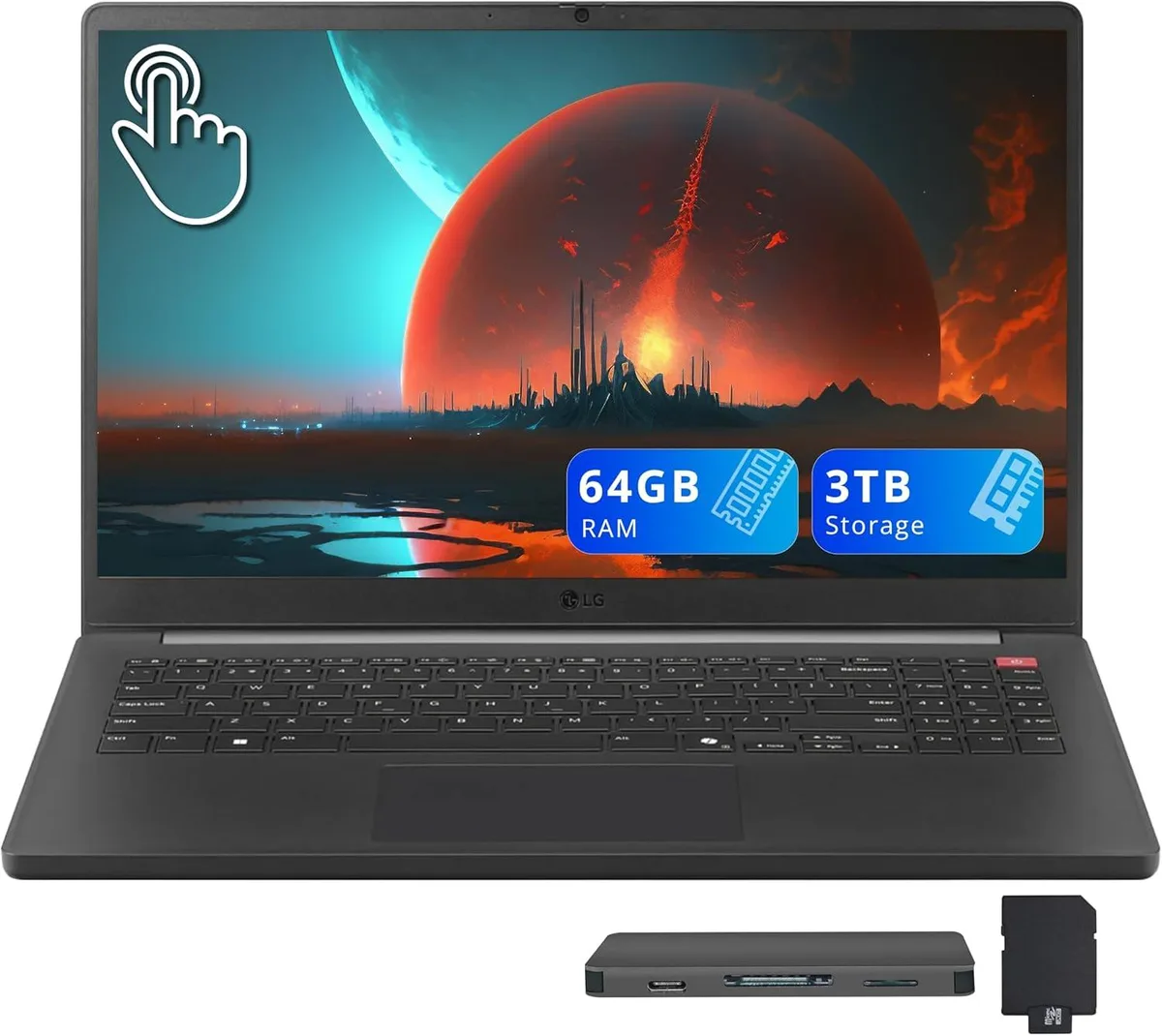 LG Electronics LG Gram Book 15.6 FHD Touch Intel Core Ultra 7 255U 64GB 2TB+1TB Dock Black — صورة المنتج