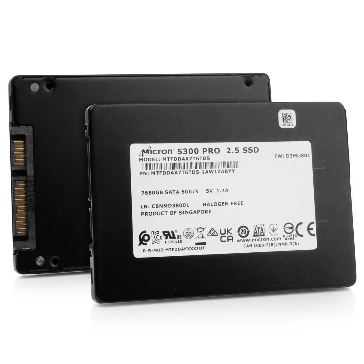Micron Micron 5300 PRO MTFDDAK7T6TDS 7.68TB SATA 2.5" enterprise SSD — product photo