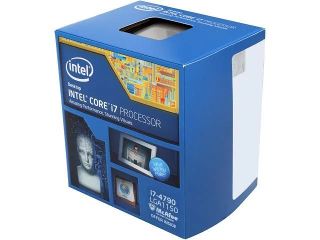 A square green circuit board with a silver metal heat spreader showing the Intel logo and model number