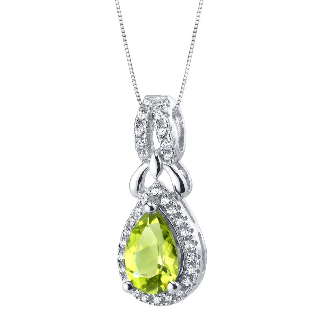 Oravo Oravo Peridot Sterling Silver Halo Pendant Necklace 18" 1.25 ct .925 — foto do produto