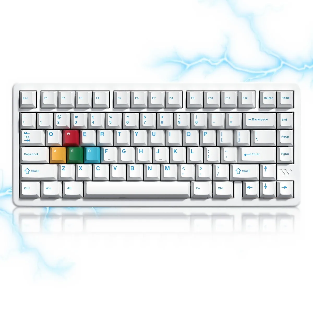 White aluminium 75% gaming keyboard with magnetic switches and RGB backlighting