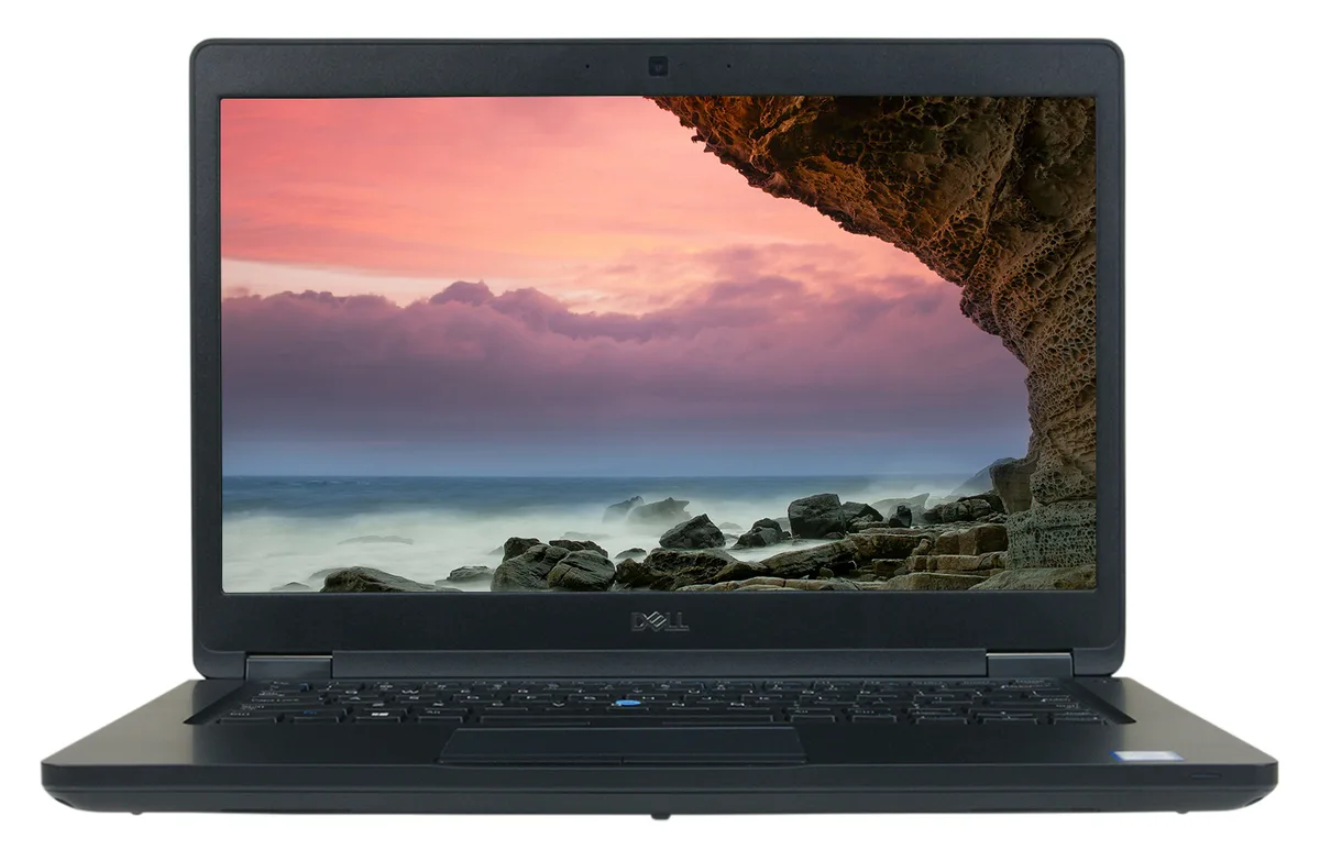 Refurbished Dell Latitude 5490 laptop, 14 inch matte screen, dark grey chassis, Grade B condition