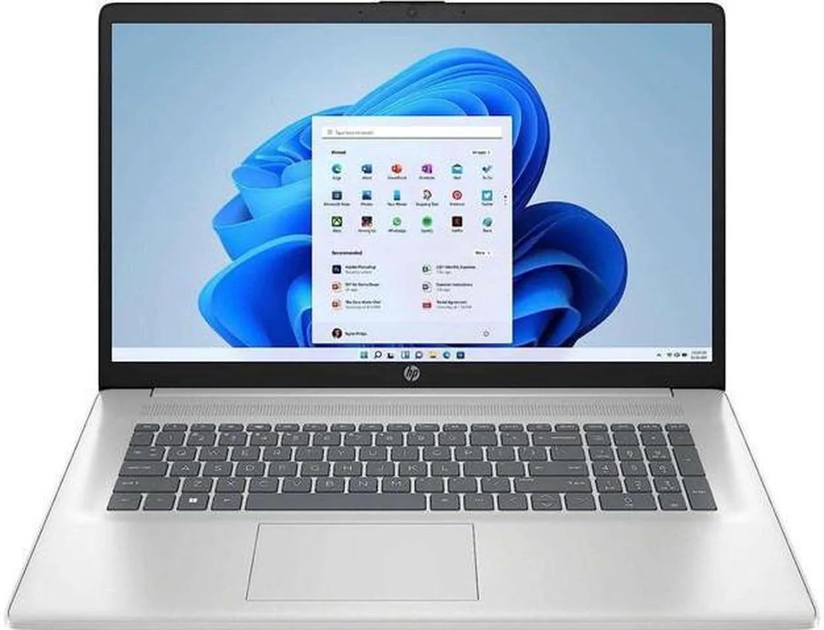Silver 17.3 inch laptop with anti-glare FHD screen
