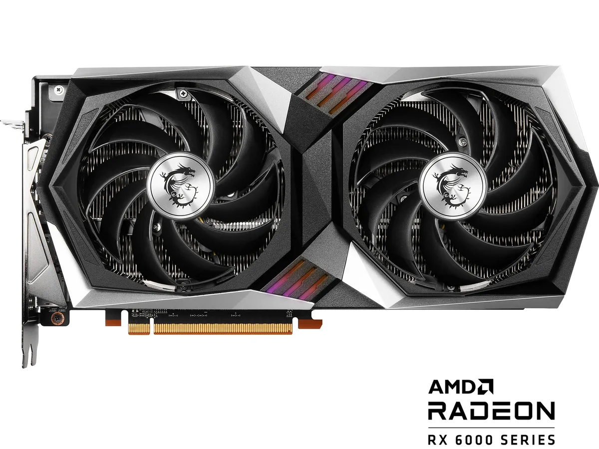 MSI Radeon RX 6700 XT Gaming X 12G graphics card with twin-fan cooler in black and silver finish