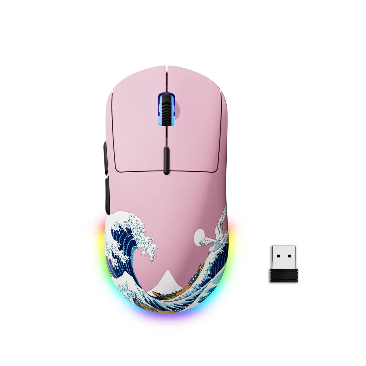 Womier Womier G57 gaming mouse, 8000 DPI, 80g, 2.4G/Bluetooth/USB-C, 5 programmable buttons, Pink — 제품 사진