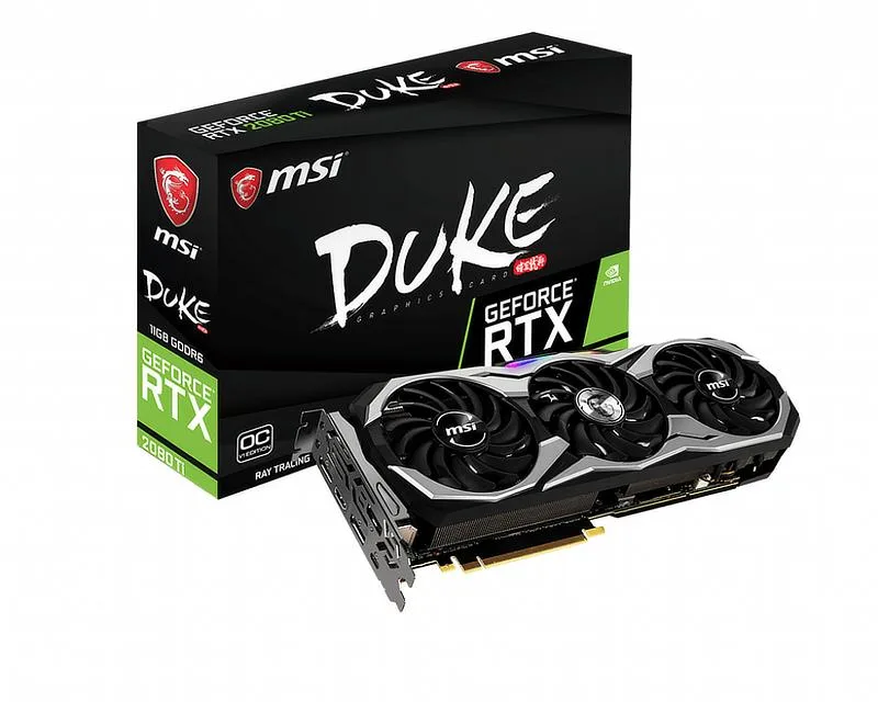 Triple-fan black and silver graphics card with RGB lighting