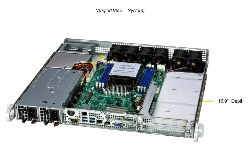 Supermicro Supermicro AS -1115S-FWTRT-02-G1 1U rack server EPYC 8124P 16C 128GB DDR5 1.92TB SATA 480GB NVMe 2x 800W — product photo