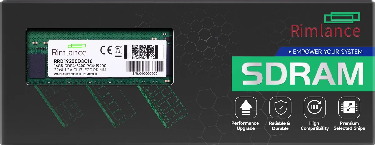 Green 288-pin DDR4 RDIMM with black chips, ECC registered, 16GB 2400 CL17 2Rx8 1.2V