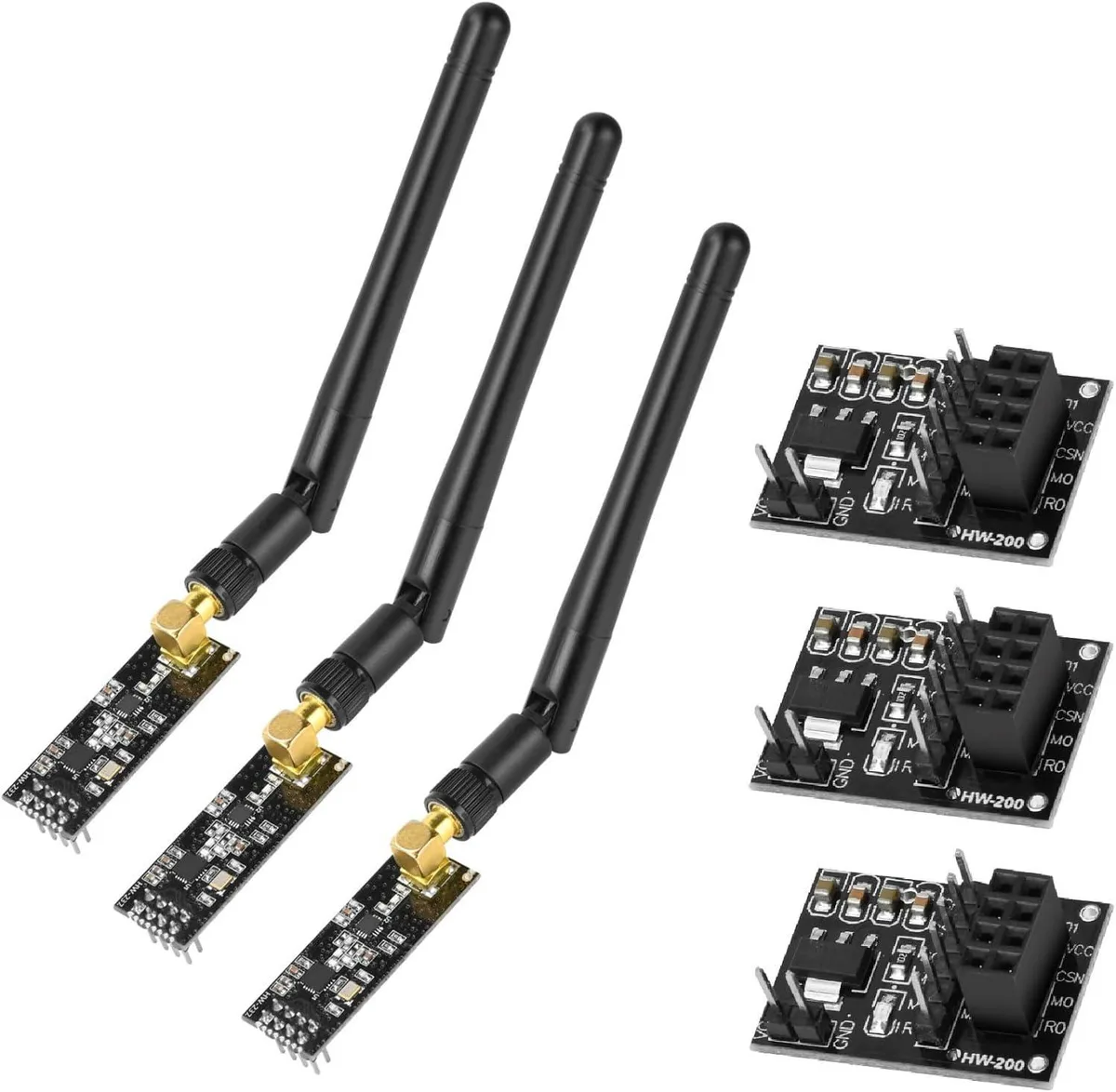 MCDODO MCDODO NRF24L01+PA+LNA Module 2.4 GHz 1100m 3PCS with 8 Pin Socket Adapters — toote foto