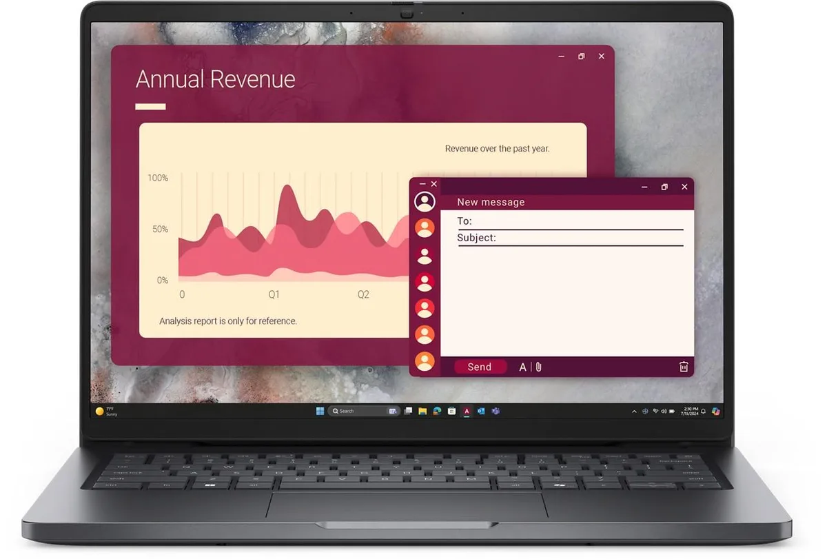 Magnetite Dell Pro 14 laptop closed on a plain surface