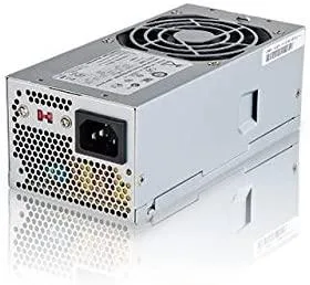 Compact silver TFX power supply with 80 mm fan and mesh grille