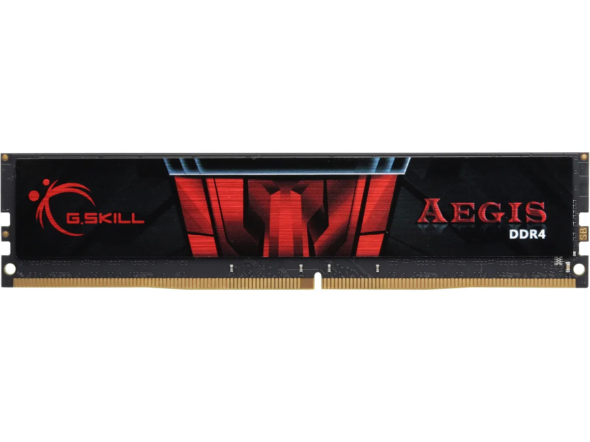 Single black and red DDR4 DIMM with low-profile heatspreader