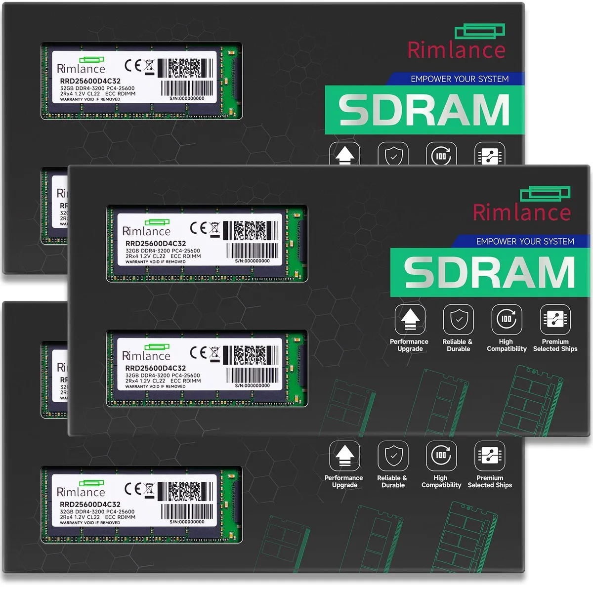 RIMLANCE RIMLANCE RRD25600D4C6K384 384GB (6x64GB) DDR4 3200MHz ECC Registered RDIMM Server RAM — 商品照片