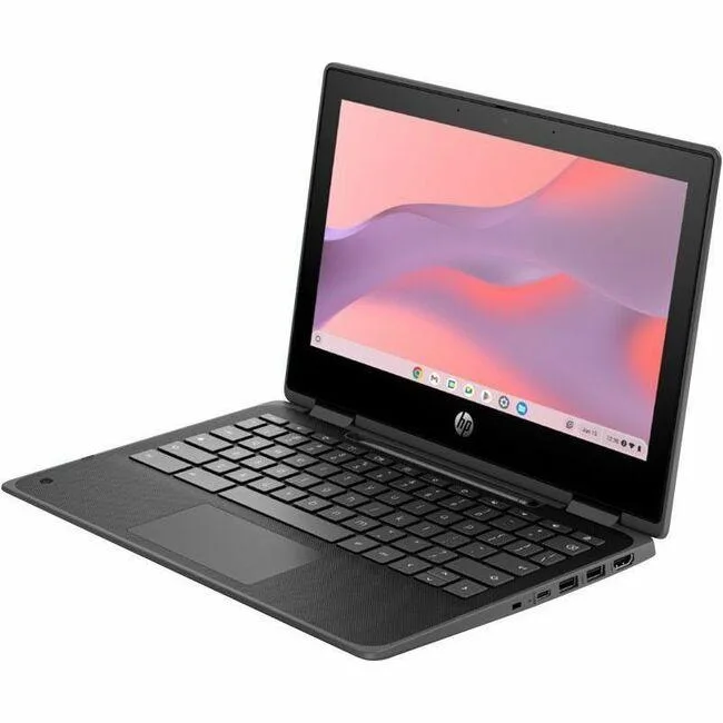 Compact 11 inch silver 2-in-1 Chromebook with touchscreen display