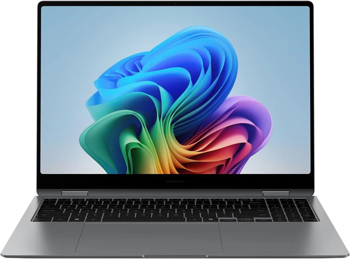 Samsung Galaxy Book5 Pro 360 16 inch touchscreen convertible laptop in Moonstone Gray finish