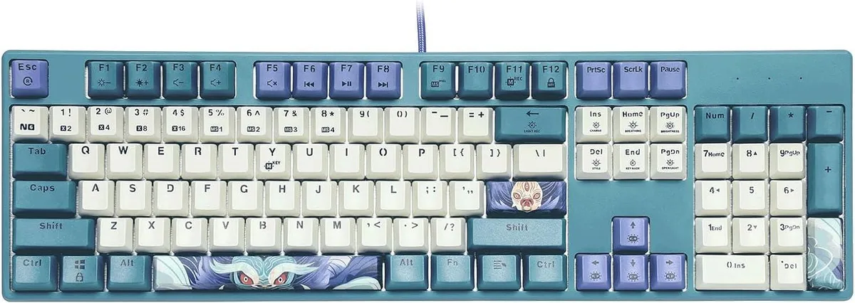 BFKK BFKK Gluttony Mechanical Gaming Keyboard 104 Keys White Backlit Kailh Rose Red Switches PBT Keycaps — 商品写真