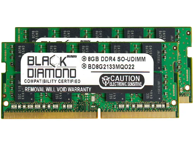 Black Diamond Memory Black Diamond Memory BD8GX22133MQO22 16GB (2 x 8GB) DDR4 2133 ECC Unbuffered SO-DIMM server RAM — product photo