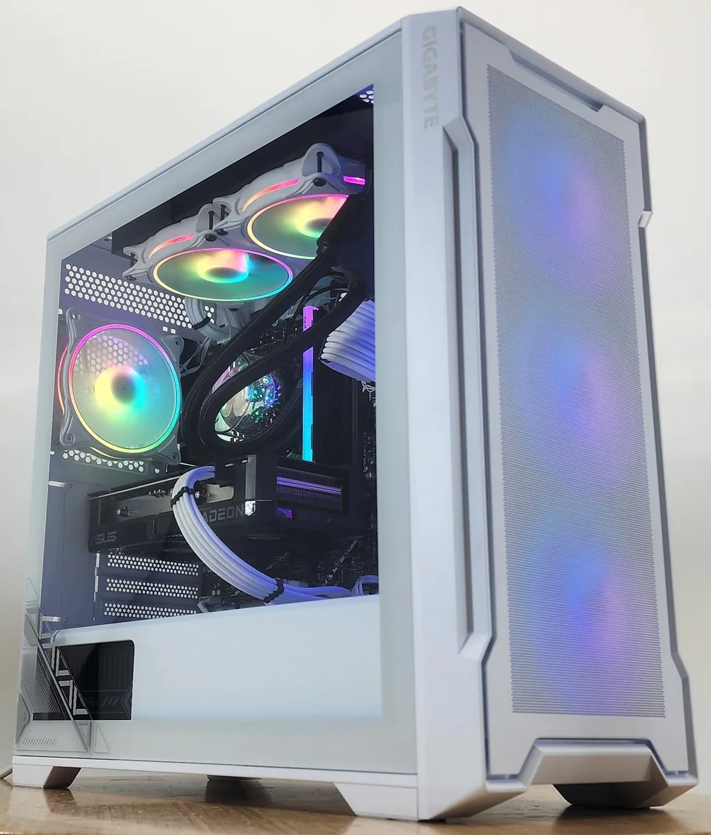 Gigabyte GB-C102GI mid-tower case with 240mm RGB AIO visible through side panel