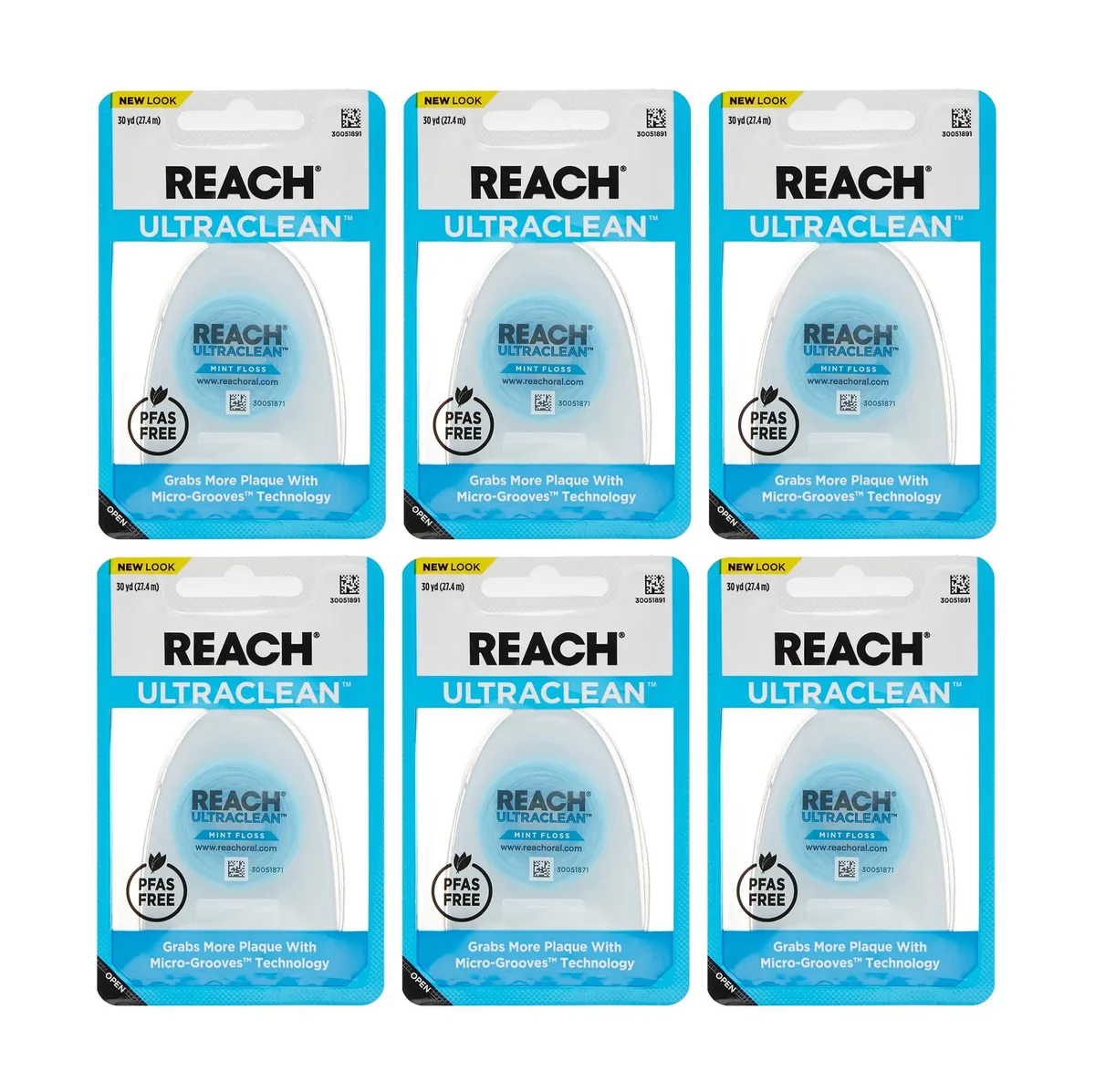  Reach F4641351 Ultraclean Mint Waxed Floss 30 yd 6 Pack — produktfoto
