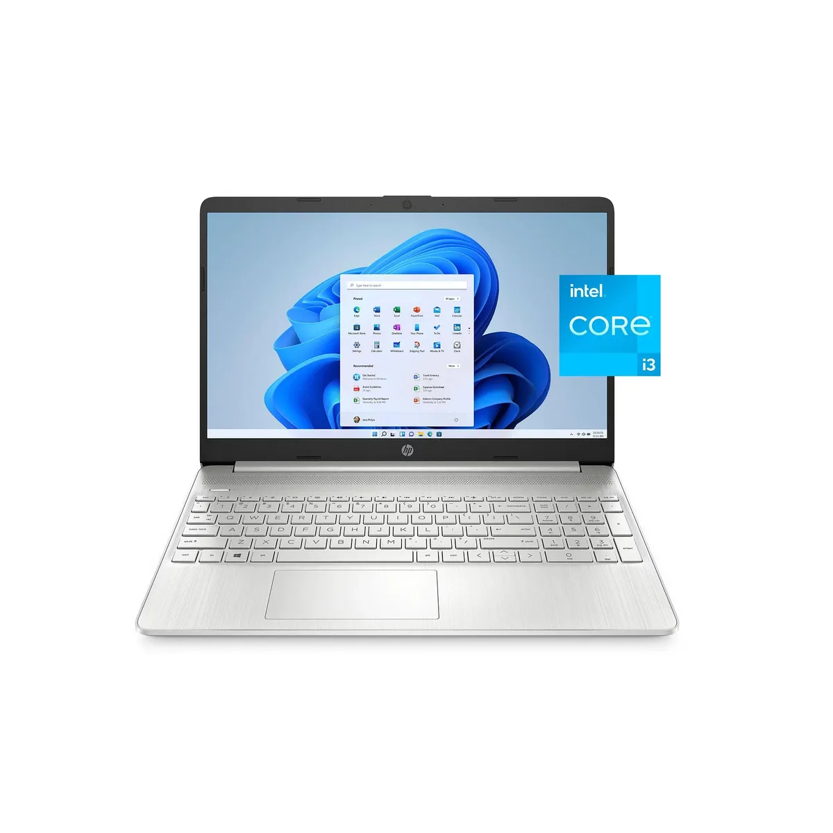 Silver 15.6 inch laptop with thin micro-edge bezel display