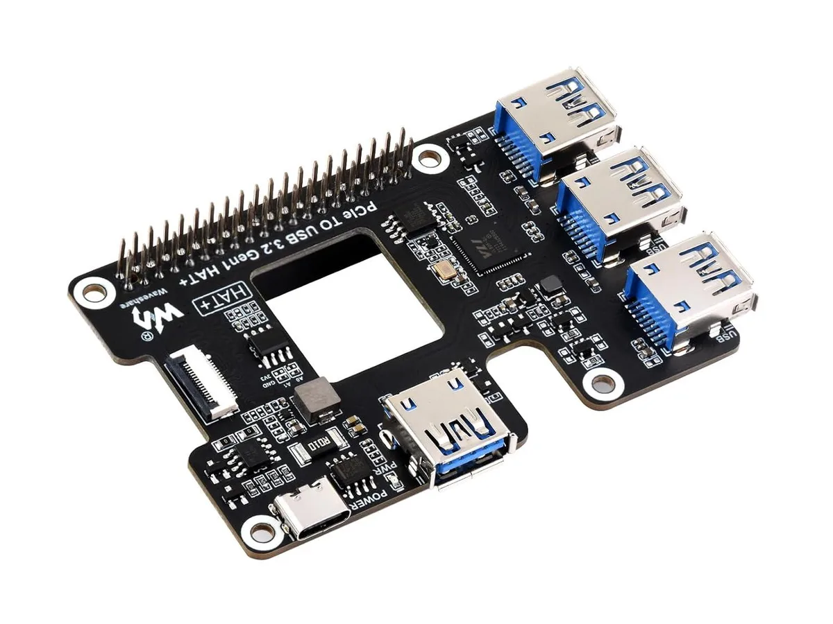 LORDWORLD LORDWORLD PCIe to USB 3.2 Gen1 HAT for Raspberry Pi 5 development board — foto produk