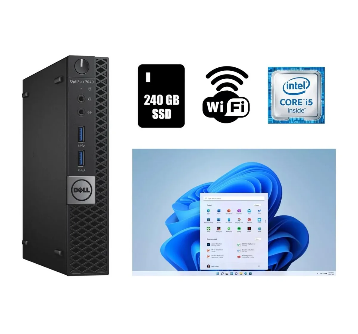 Small black Dell OptiPlex 7040 Micro desktop tower