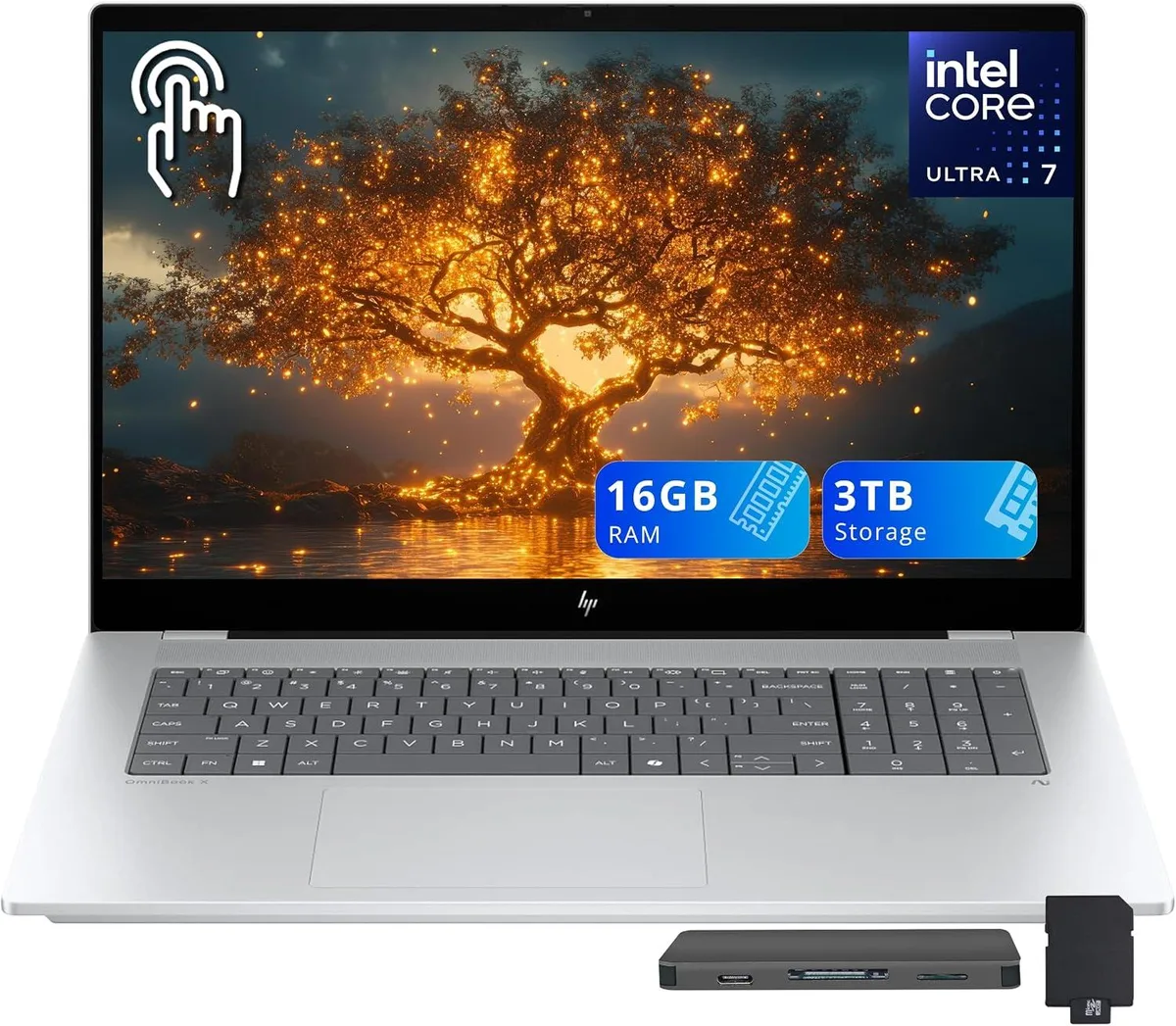 HP HP OmniBook X 17.3" FHD Touchscreen Intel Core Ultra 7 256V 16GB DDR5 2TB SSD Silver business laptop — foto del producto