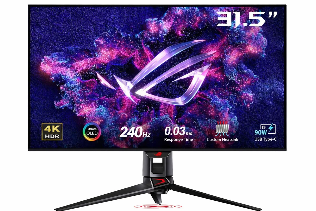 32-inch black frameless OLED gaming monitor with anti-glare finish