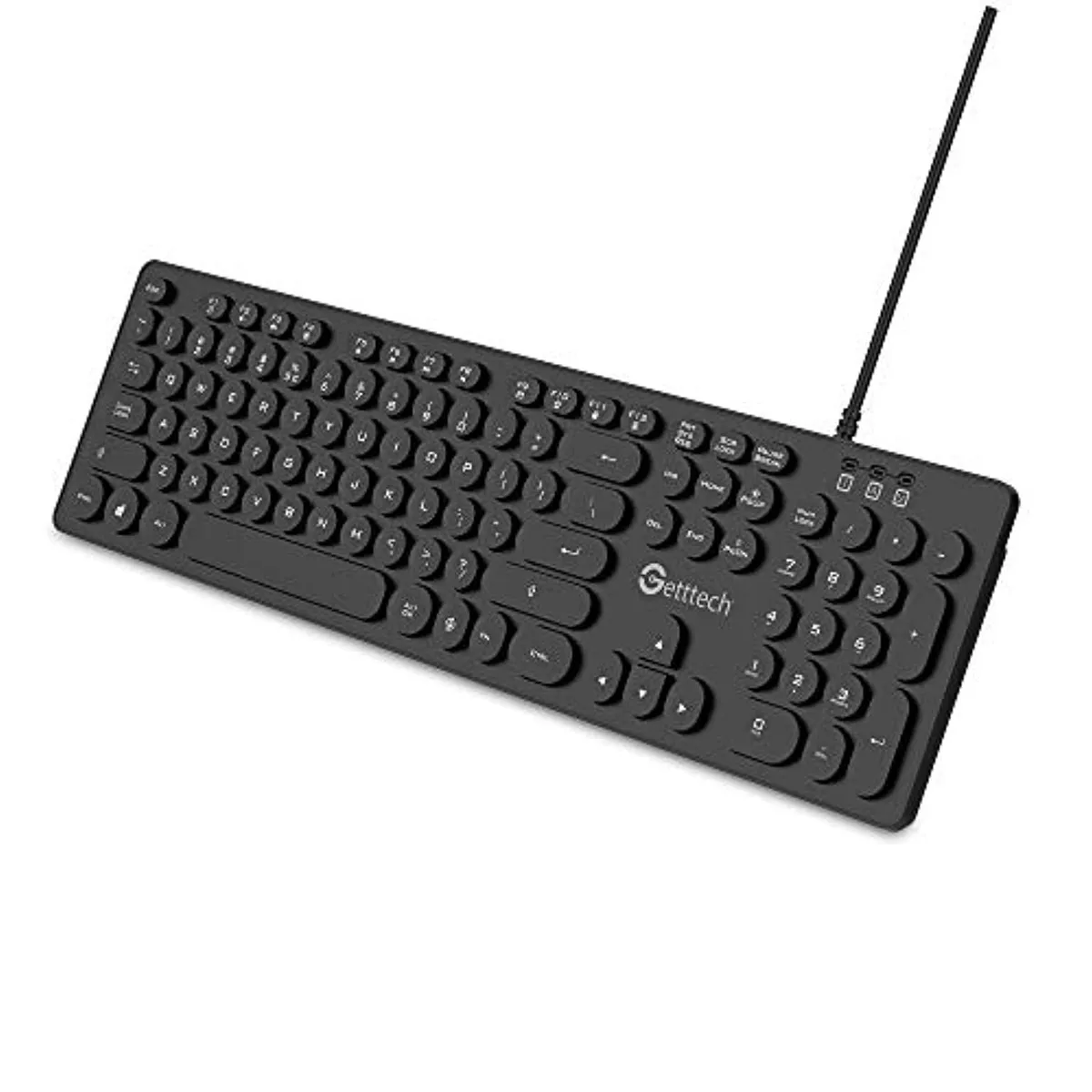 Full-size gray membrane keyboard with RGB backlighting, 105 keys, USB wired connection