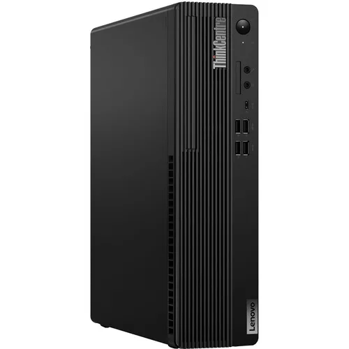Small black desktop tower standing upright