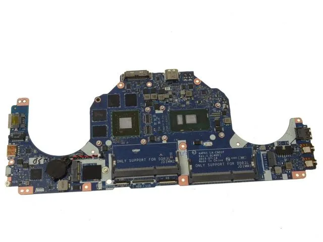 Green laptop motherboard with silver CPU socket and black components
