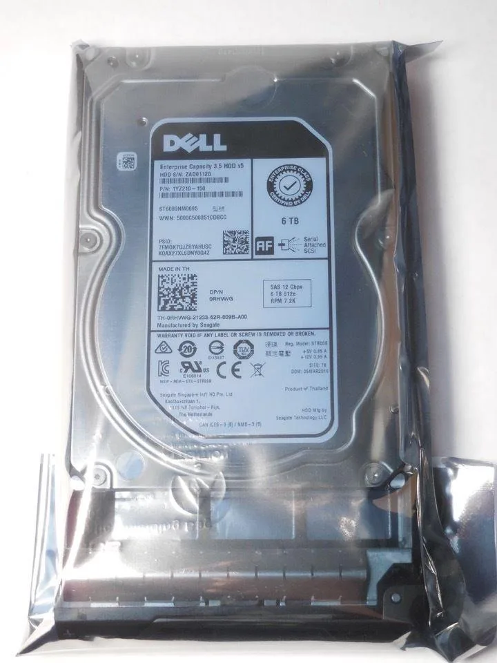 DELL DELL RHVWG 6TB 7.2K SAS 3.5" 12Gb/s HDD W/TRAY F238F FS — foto del producto