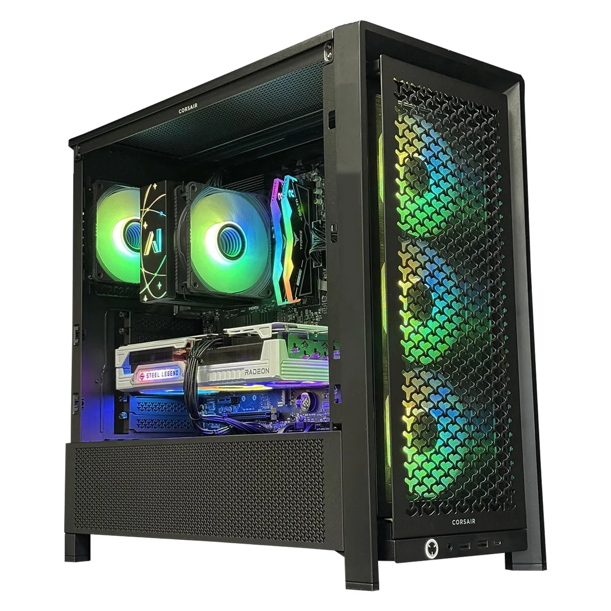 Andromeda Insights Elite AMD Frame tower, dark chassis with ARGB fans visible