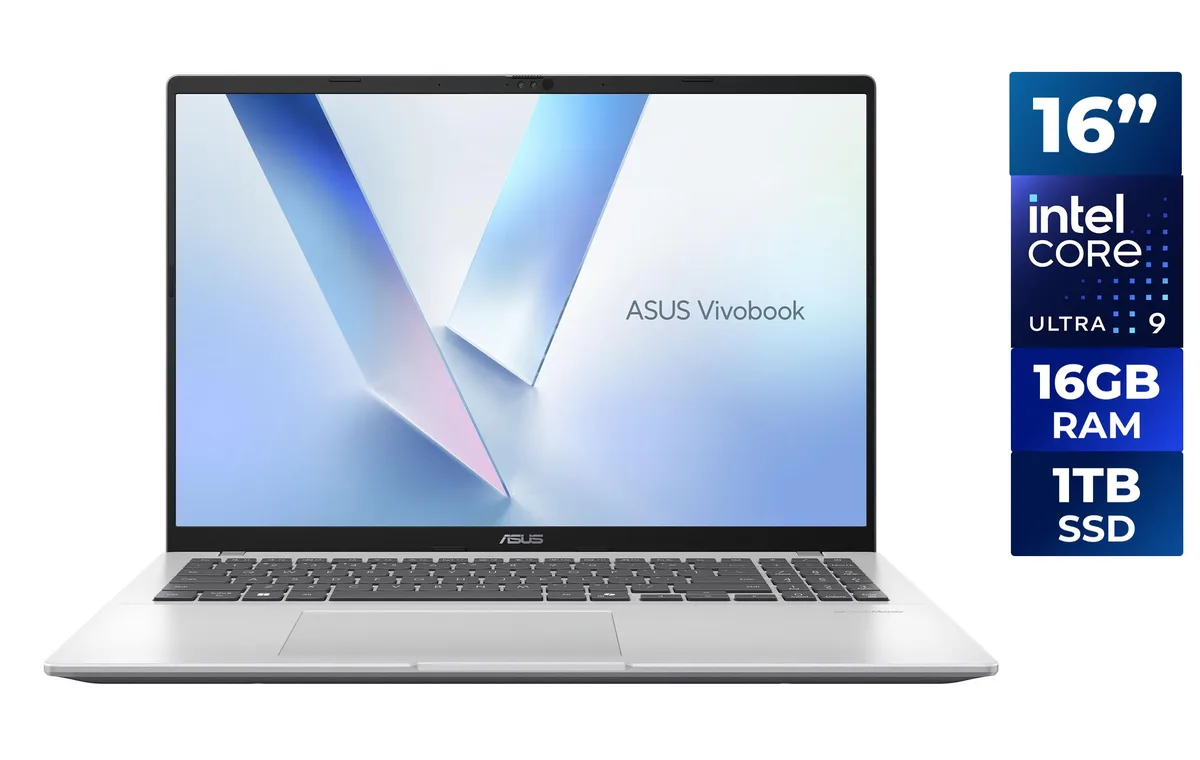Silver 16-inch laptop with non-touch IPS screen, IR webcam, USB-A and USB-C ports