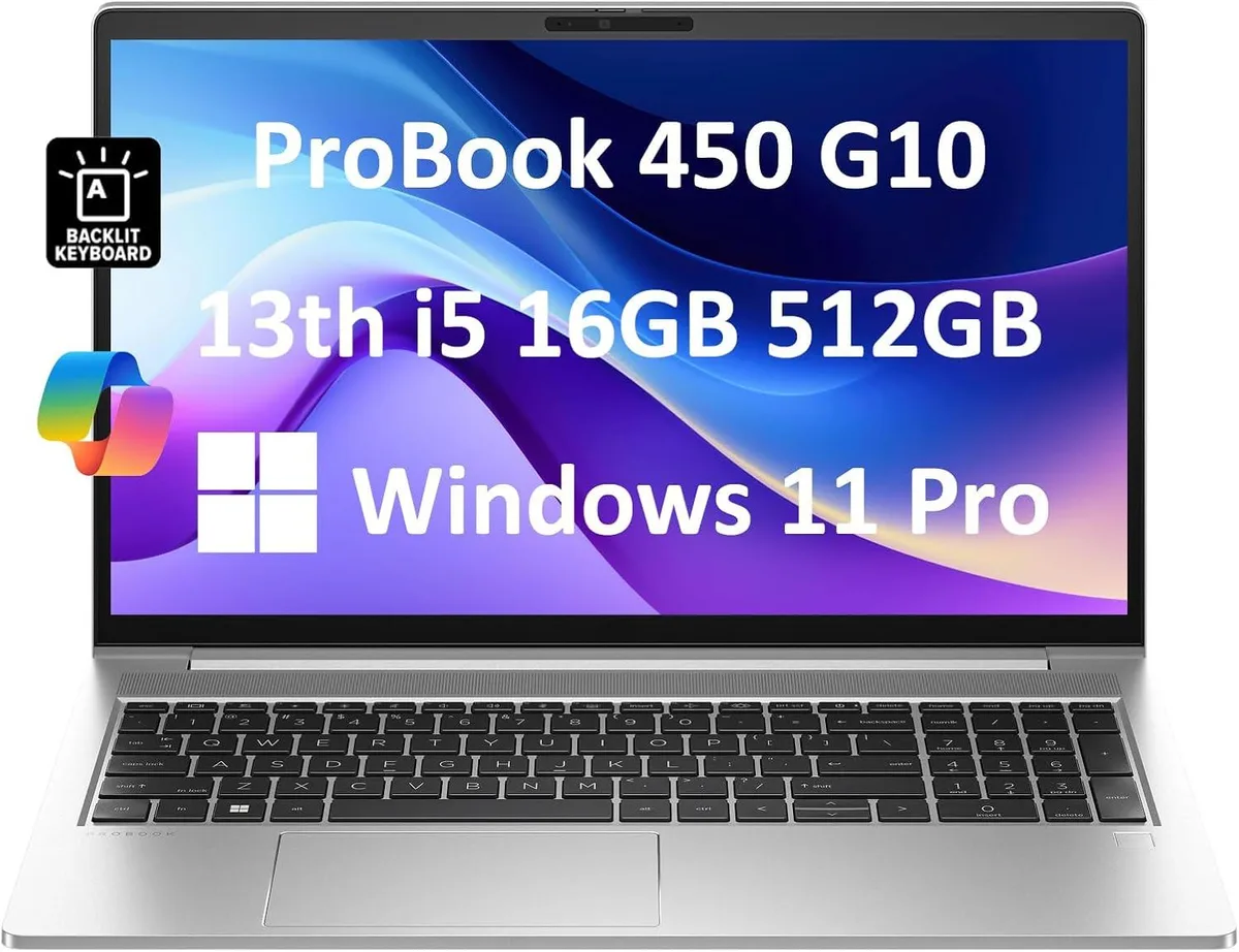 Silver 15.6 inch laptop with anti-glare display and backlit keyboard