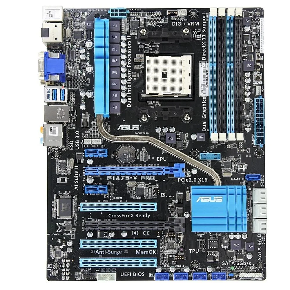 ASUS ASUS F1A75-V PRO AMD A75 Socket FM1 DDR3 64GB ATX Motherboard — photo du produit