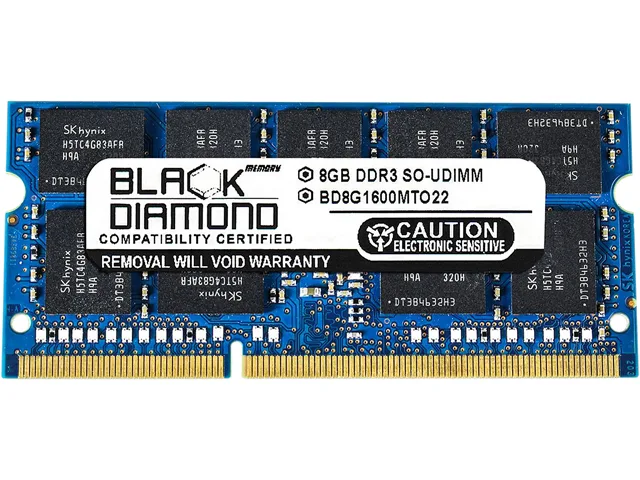 Black Diamond Memory Black Diamond Memory BD8G1600MTO22 8GB 2Rx8 DDR3 1600 ECC Unbuffered SO-DIMM server RAM — product photo