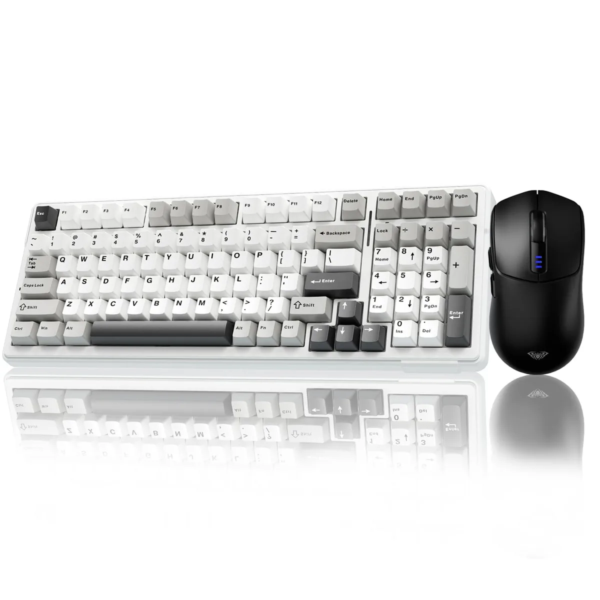 Black 99-key mechanical keyboard with RGB backlight and matching SC580 mouse