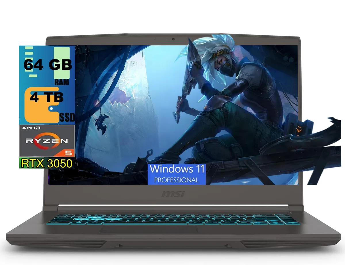 Black 15.6 inch gaming laptop thin profile matte finish