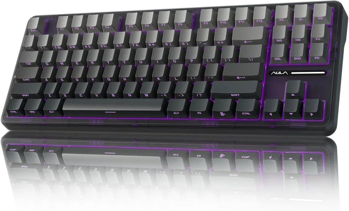 Compact 75 percent wireless mechanical keyboard with 87 keys in dark finish