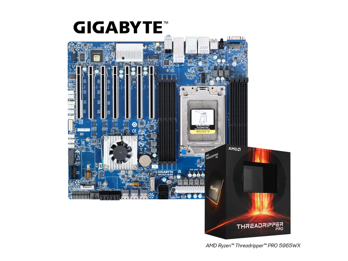 GIGABYTE GIGABYTE MC62-G40-5965WX01 server motherboard with Threadripper PRO 5965WX 24-core 48-thread — product photo