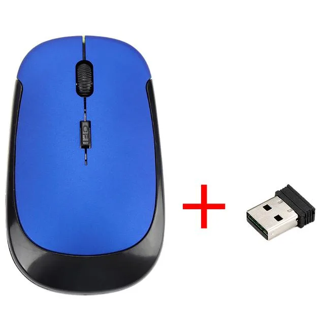 Blue wireless gaming mouse with USB receiver, ergonomic shape, lightweight 49g design