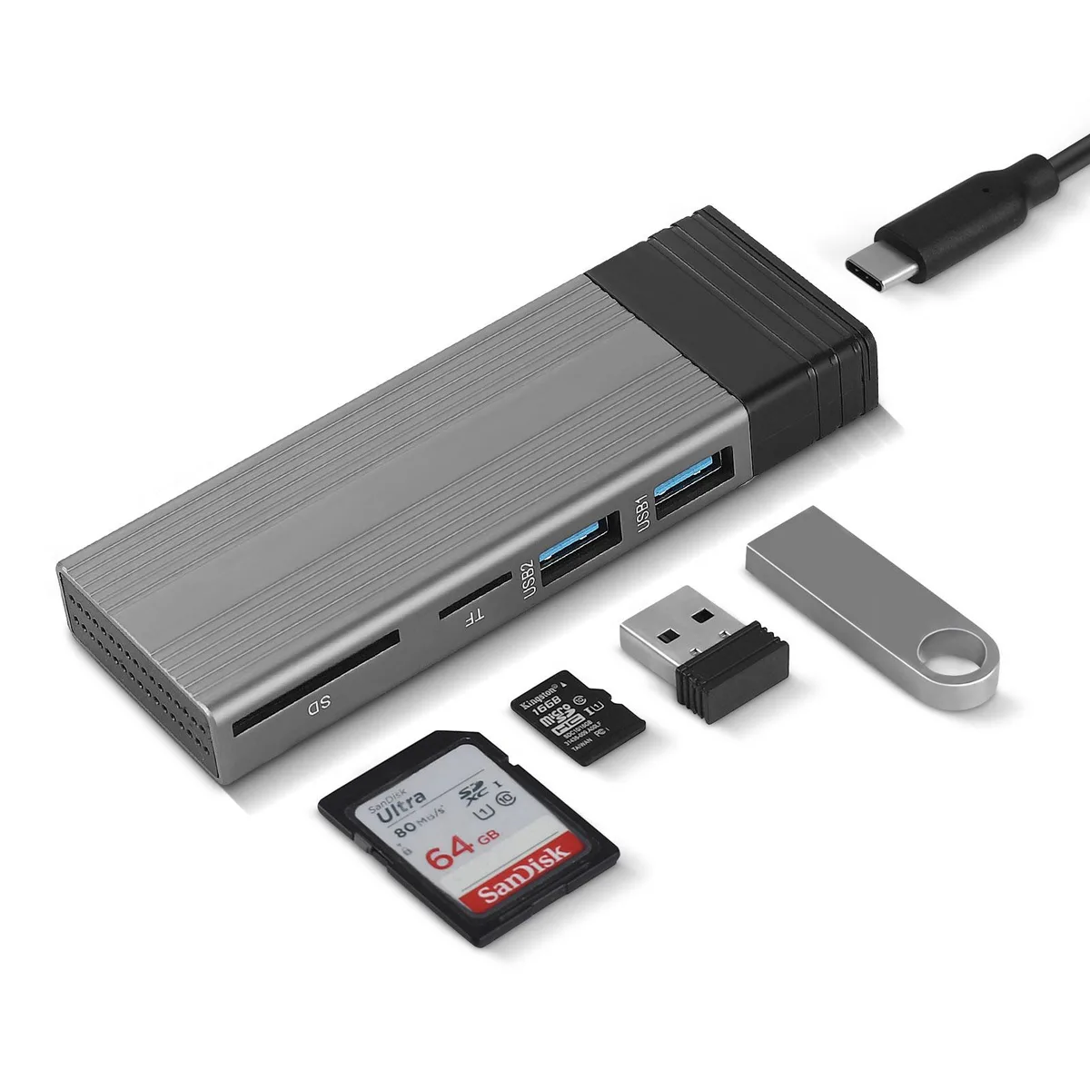 TROPRO TROPRO M.2 NVME SATA SSD Enclosure RTL9210B 10Gbps USB 3.1 Type-C Aluminum Gray 4-in-1 — fotografija izdelka