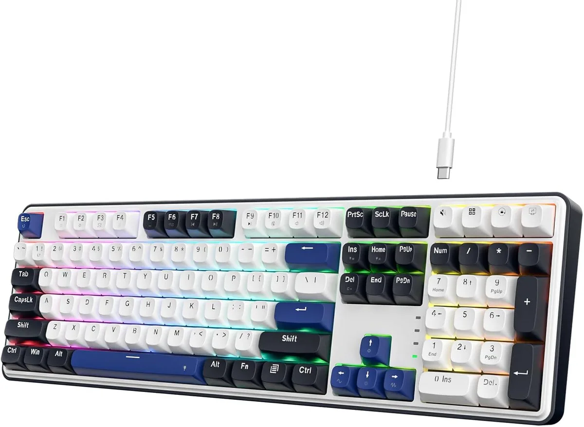 Full-size Redragon K689 mechanical keyboard with 108 keys, mixed-colour keycaps and gasket-mounted frame