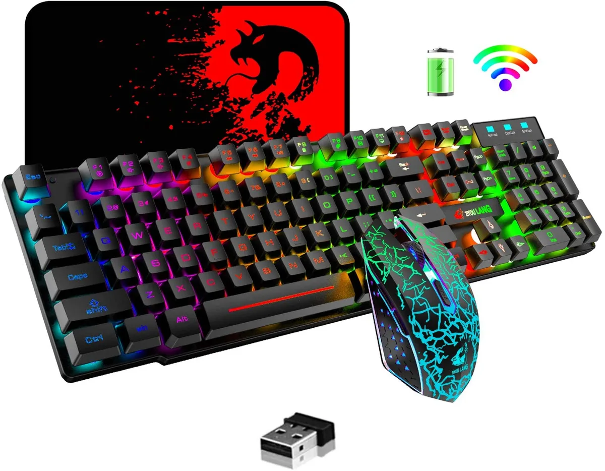 IHDAPP IHDAPP Wireless Gaming Keyboard & Mouse Combo 3800mAh 2400 DPI — produktbild