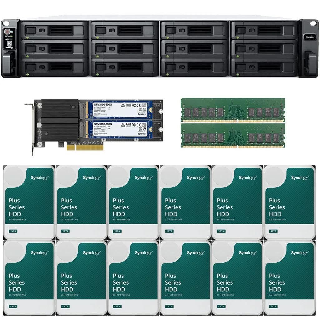 Synology Inc. Synology RS2423+ 12-Bay Rackmount NAS 32GB 72TB 1.6TB Cache — product photo