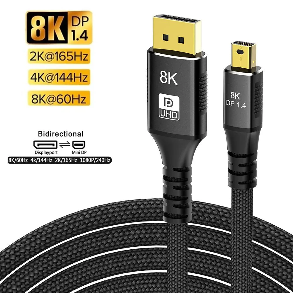AUBEAMTO AUBEAMTO TJ-TDP10 Mini DP to DisplayPort 1.4 Cable 8K@60Hz 4K@144Hz 2K@240Hz 1m — termékfotó